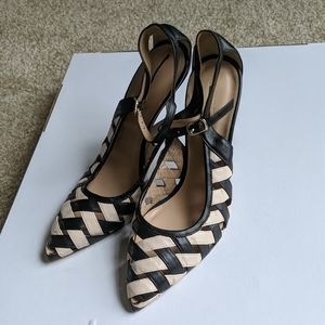 J CREW Black/Tan Heels